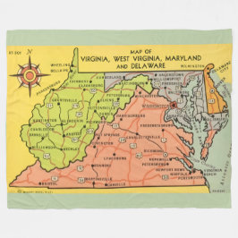 Cobertor De Velo Virginia Maryland States Throw Blanket