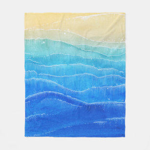 Cobertor De Velo Vista de mar e praia em aquarela.
