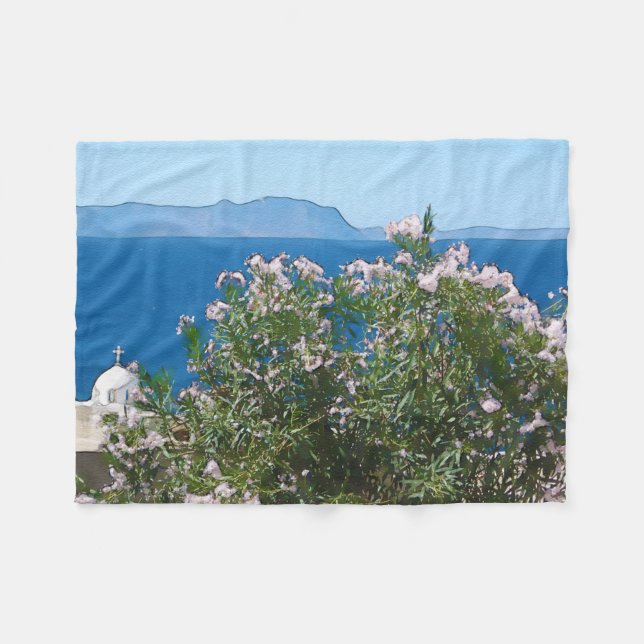 Cobertor De Velo Vista do mar de aquarelas (Frente (Horizontal))