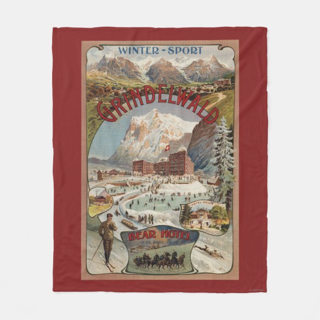 Cobertor De Velo Vista do poster do promocional do hotel do urso (Frente)