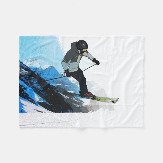 Cobertor De Velo Vivendo! - Descida Skier Fleece Blanket (Frente (Horizontal))