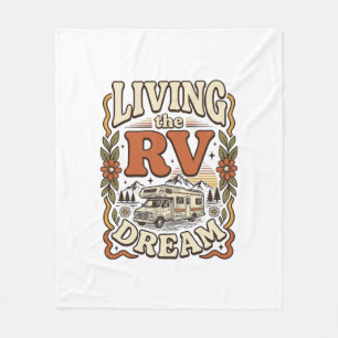 Cobertor De Velo Vivendo o Sonho de RV Camiseta de Acampamento Vint