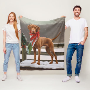 Cobertor De Velo Vizsla Cachorro na Neve Natal