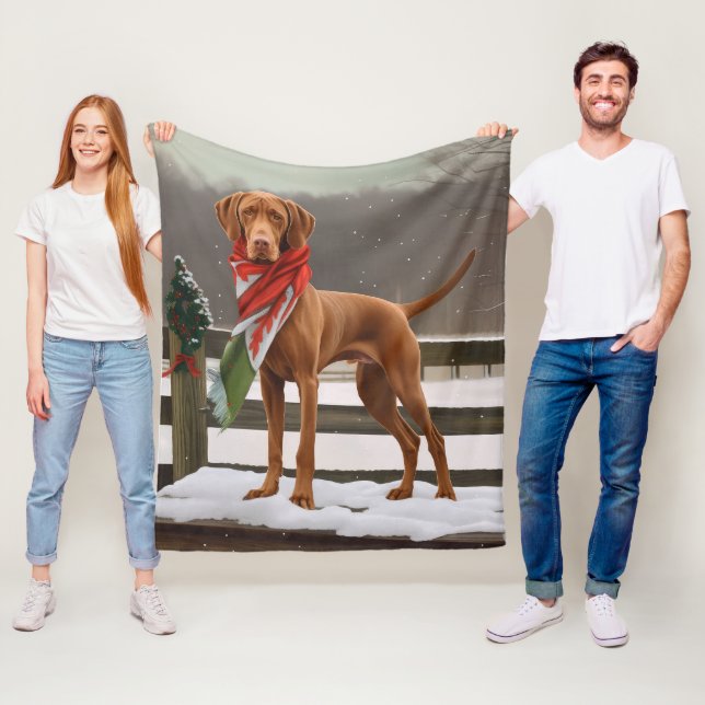 Cobertor De Velo Vizsla Cachorro na Neve Natal (In Situ)
