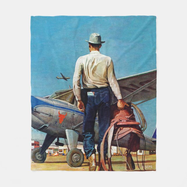 Cobertor De Velo Voando Cowboy por Mead Schaeffer (Frente)