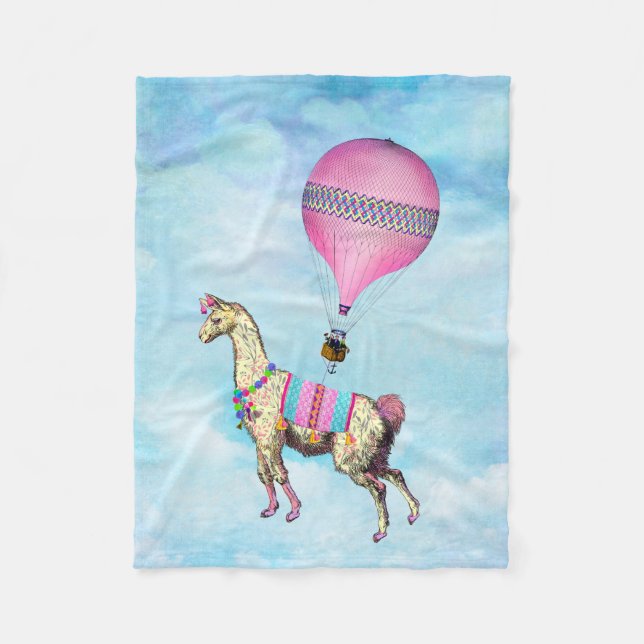 Cobertor De Velo Voando Llama Fleece Blanket (Frente)