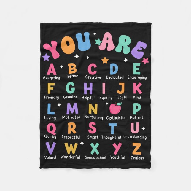 Cobertor De Velo Você É Letras Alfabeto Aprenda Abcs Inspiração Te (Frente)