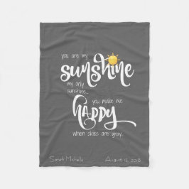 Cobertor De Velo Você é minha luz do sol, cinza personalizada