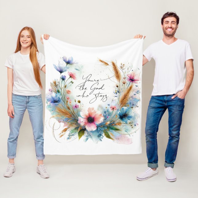 Cobertor De Velo Você é o Deus que fica, floral de aquarela (In Situ)