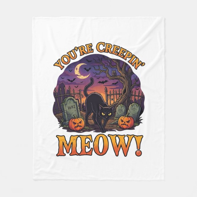 Cobertor De Velo Você Está Me Fazendo Tremer Gato Preto De Hallowee (Frente)