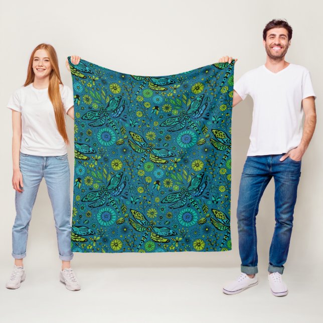 Cobertor De Velo Voe, voe libélula em azul (In Situ)