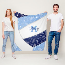 Cobertor De Velo vôlei azul-clara de marinho floral