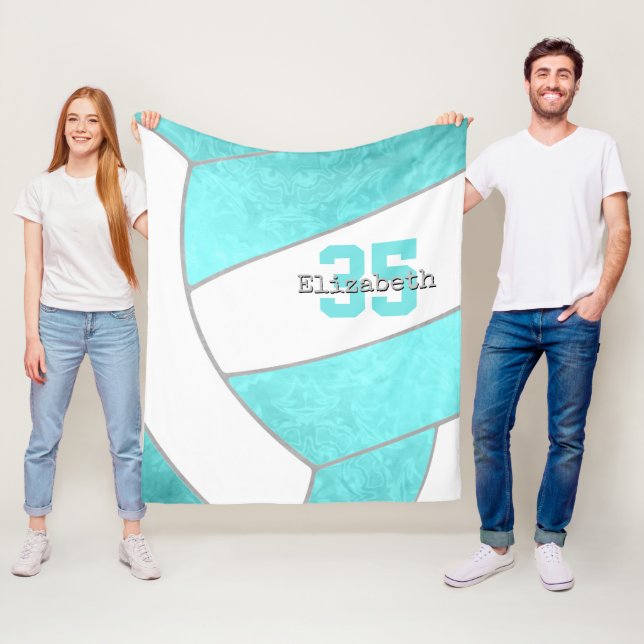 Cobertor De Velo vôlei brilhante de turquesa personalizada (In Situ)