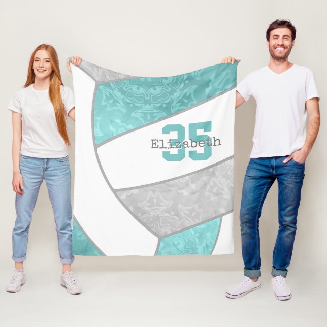 Cobertor De Velo vôlei de cinza aqua com nome personalizado de atle (In Situ)