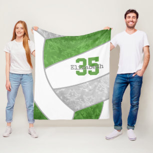 Cobertor De Velo vôlei de cinza verde com nome personalizado do atl