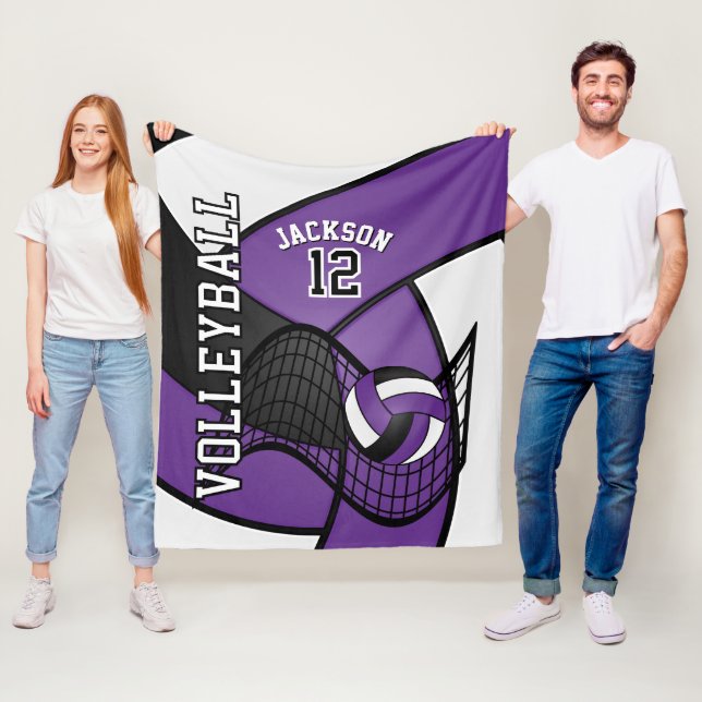 Cobertor De Velo Voleibol 🏐 esporte em roxo, branco e preto (In Situ)