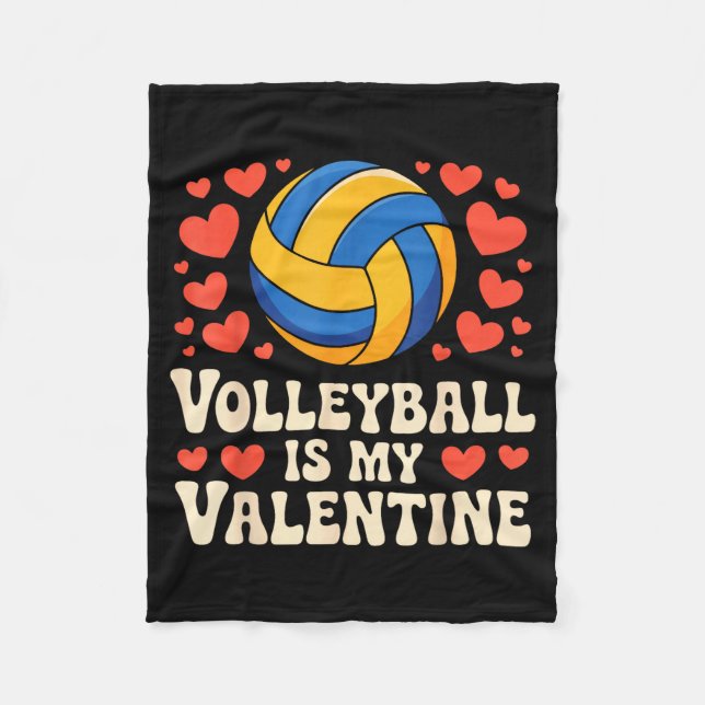Cobertor De Velo Volleyball Is My Valentine Romantic Valentines Day (Frente)