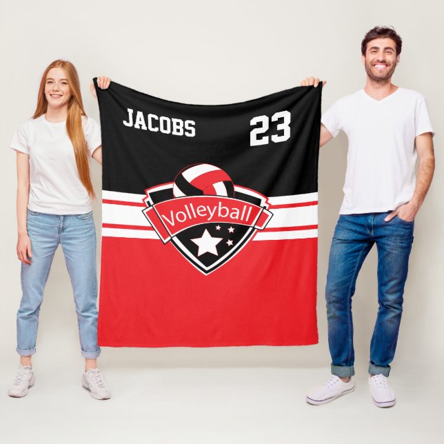 Cobertor De Velo Volleyball Logo in Red, White & Black (In Situ)