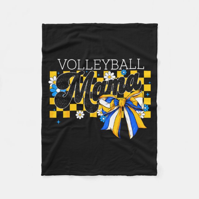 Cobertor De Velo Volleyball Mama Mom Game Day Retro Flower Coquette (Frente)