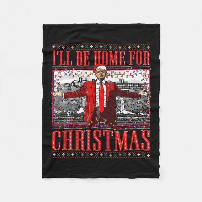 Cobertor De Velo Vou Estar Em Casa Para Papais noeis De Natal Engra (Frente)