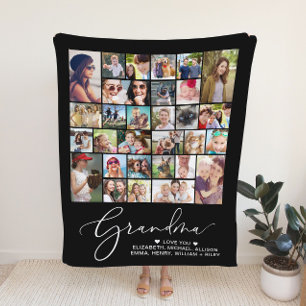 Cobertor De Velo Vovó 30 Colagem de Fotos Preta