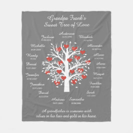 Cobertor De Velo Vovô Árvore (corações), Nomes e Datas de Cinza Bra