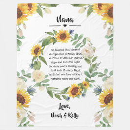 Cobertor De Velo Vovó Dia de as mães Girassol Citação de Netos