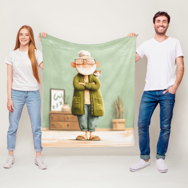 Cobertor De Velo Vovô encantador e seu gato (In Situ)