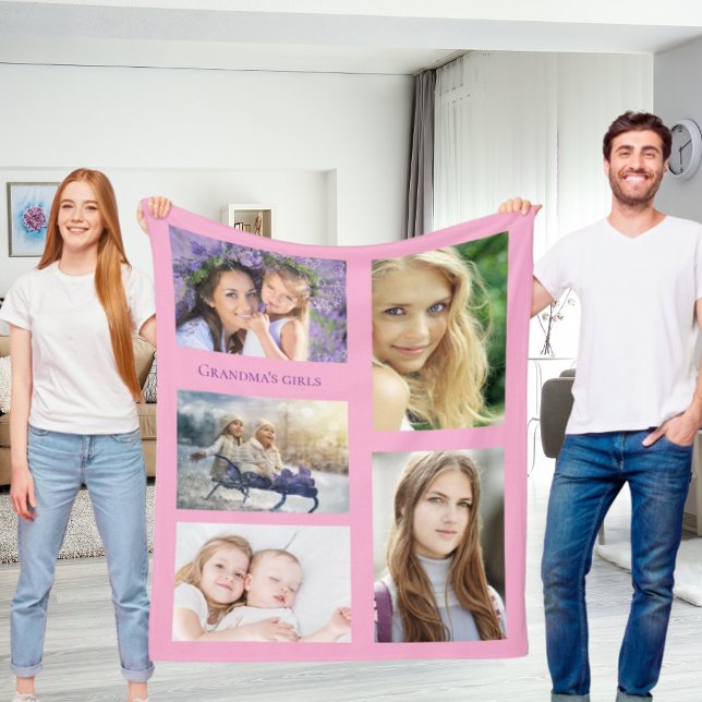 Cobertor De Velo Vovó fotocolagem colorido moças rosa (Criador carregado)