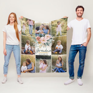 Cobertor De Velo Vovó presente 8 foto, cor-de-rosa, cor-de-água flo