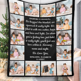 Cobertor De Velo Vovó Vovô Personalizou Poema 14 Colagem de Fotos