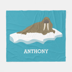 Cobertor De Velo Walrus em uma Iceberg Ilustração Personalizada