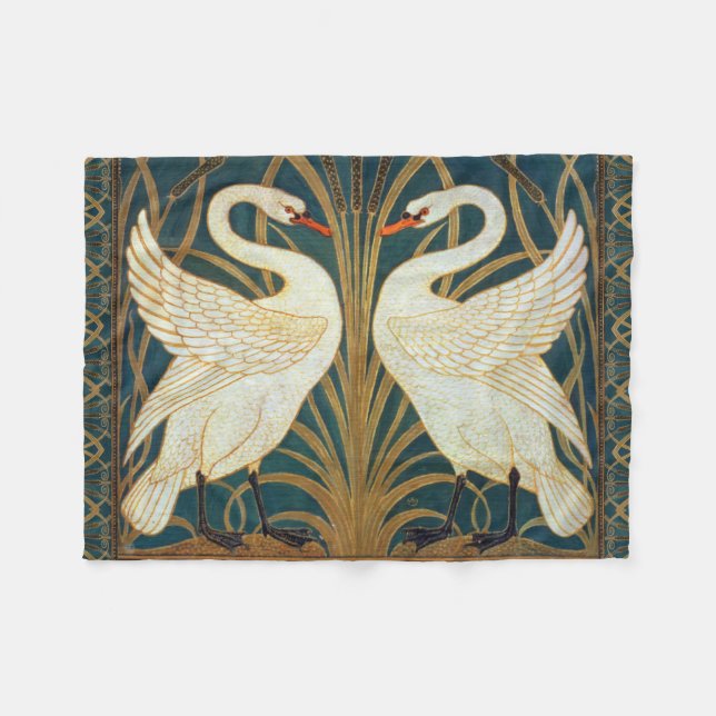 Cobertor De Velo Walter Crane Swan, Rush E Iris Art Nouveau (Frente (Horizontal))