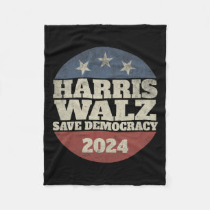 Cobertor De Velo Waltz 2024 Save Democracy Shirt Retro Button Elect