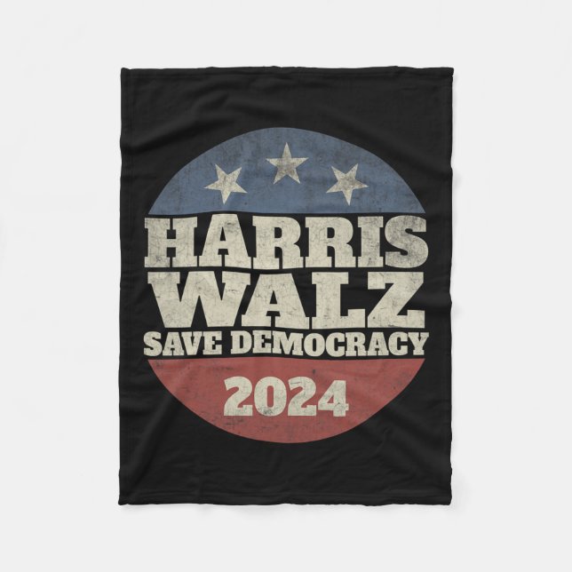 Cobertor De Velo Waltz 2024 Save Democracy Shirt Retro Button Elect (Frente)