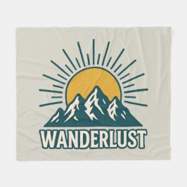 Cobertor De Velo Wanderlust Retro Teal Mountain Sunrise | Hiking