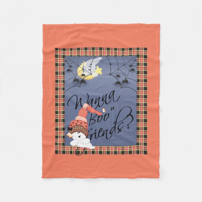 Cobertor De Velo Wanna Boo Friends Halloween (Frente)