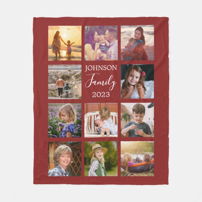Cobertor De Velo Warm Red Family Photo Collage Blanket (Frente)
