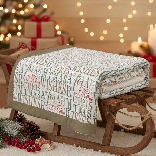 Cobertor De Velo Warm Wish Typografia Red/Green ID589