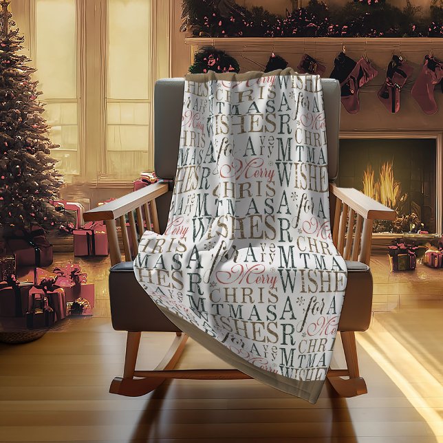 Cobertor De Velo Warm Wish Typografia Red/Green ID589 (Criador carregado)