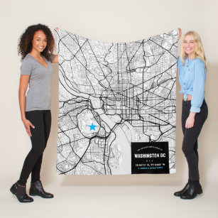 Cobertor De Velo Washington, DC. Mapa de Cidade + Marcar Sua Locali