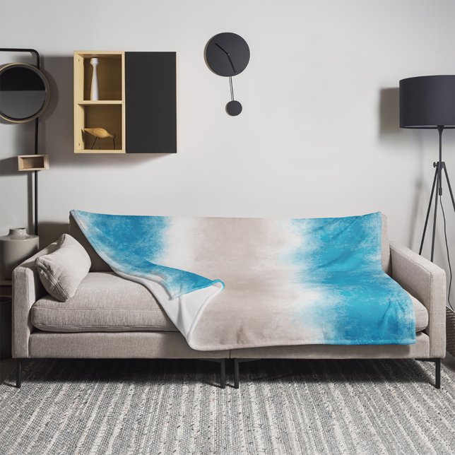Cobertor De Velo Watercolor Beach Waves Blue Watts (Criador carregado)