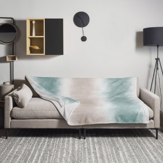 Cobertor De Velo Watercolor Beach Waves Sage Sea/Blue Green