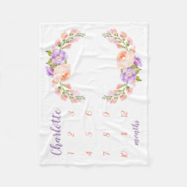 Cobertor De Velo Watercolor Floral Monograma Baby Milestone Foto