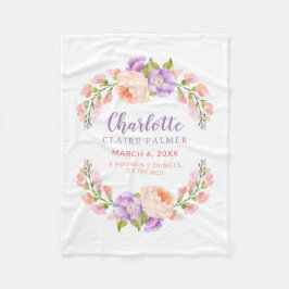 Cobertor De Velo Watercolor Floral Personalizado Bebê