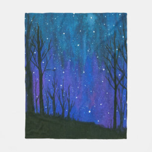 Cobertor De Velo Watercolor Landscape Art Night Sky Stars Universo