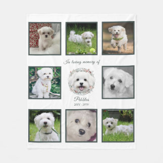 Cobertor De Velo Watercolor Maltese and Floral Wreath Memorial