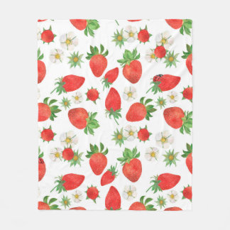 Cobertor De Velo Watercolor painting Seamless pattern of strawberri