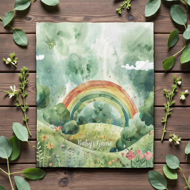 Cobertor De Velo Watercolor Shades of Green Rainbow (Criador carregado)