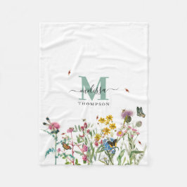 Cobertor De Velo Watercolor Wildflower Insetos Floral Primavera Gar